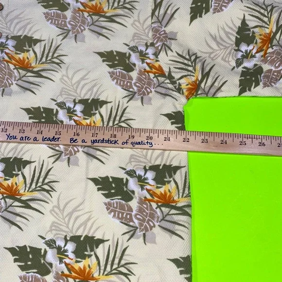 Consensus Sportswear Mens Tropical Floral Polo Shirt Tan Cotton Pique Medium - Picture 3 of 6